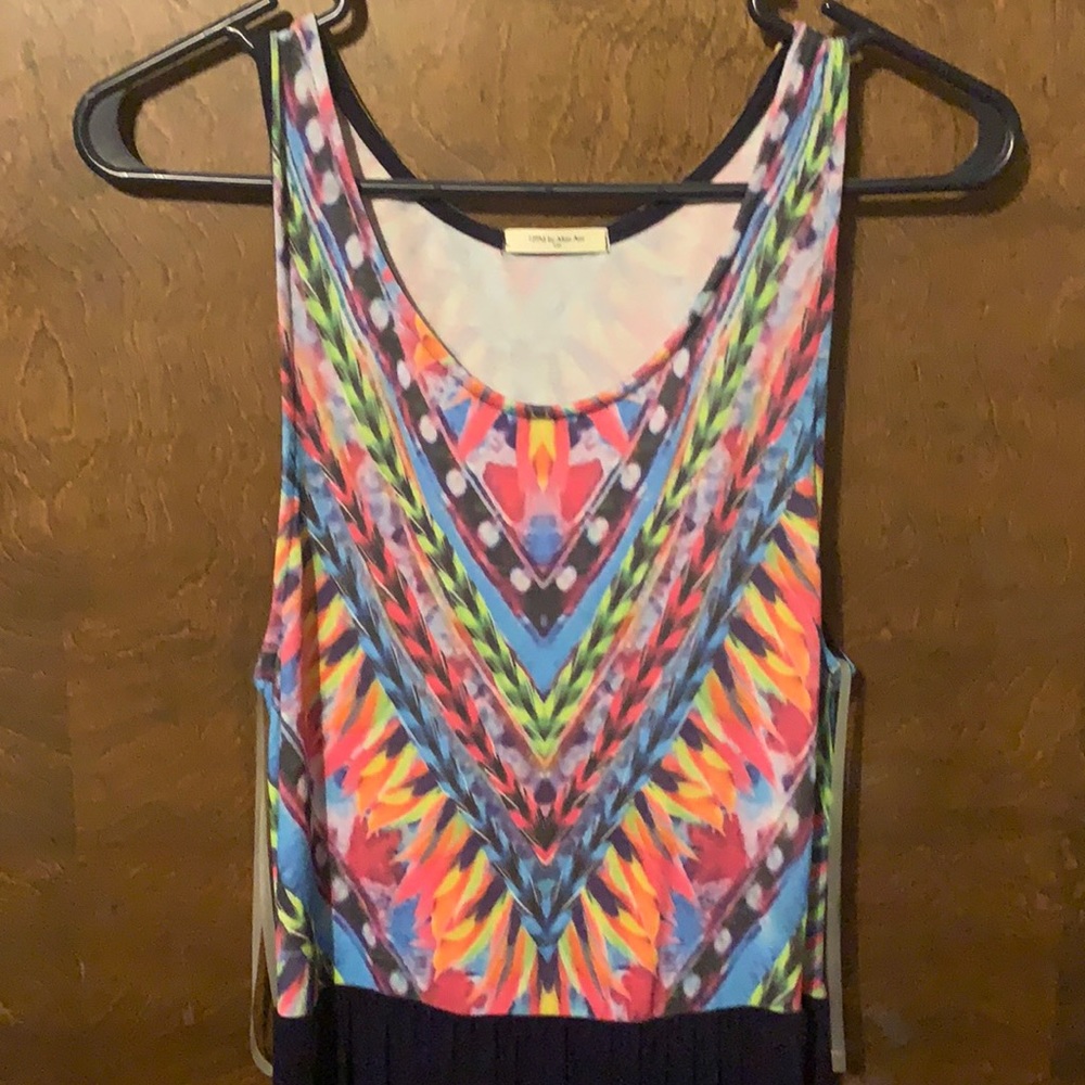 Navy Maxi Dress with bright print on top